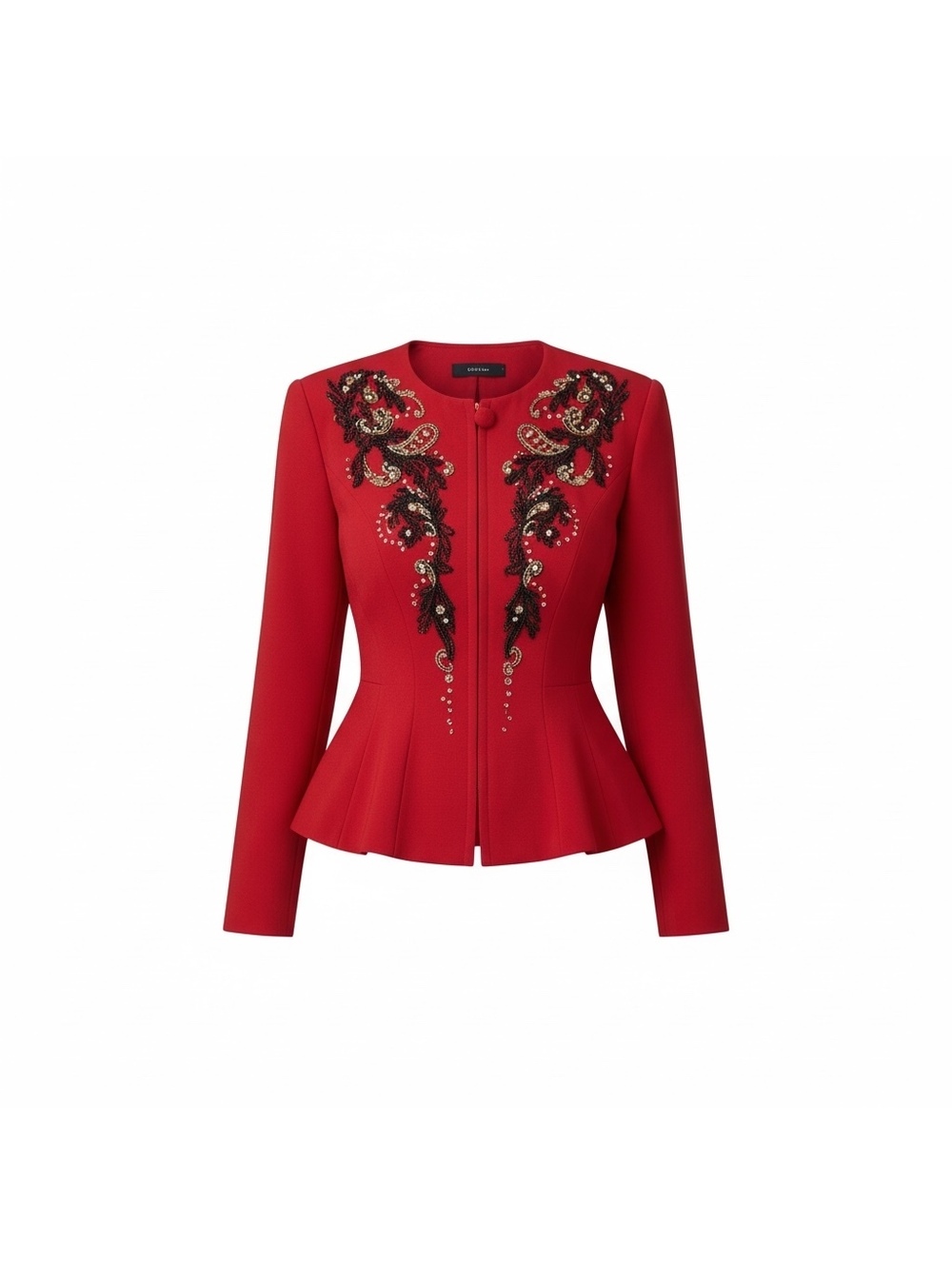 Vintage IIF Red Black & Gold Embellished Peplum Jacket